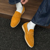AIDASE  -  Spring Fashion Men's Frosted Leather Comfortable Anti Slip Bean Shoes New Summer Men Pointed Breathable Casual Business Loafers aidase-shop
