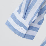 AIDASE  -  Elegant Roll-Up Sleeves Men'S Plaid Shirt Mens Fashion Casual Striped Linen Lapel Long Sleeve Shirt Top Blouse рубашка aidase-shop