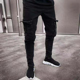 AIDASE  -  Streetwear Hip Hop Slim Pencil Pants Mens Spring Casual Elastic Skinny Cargo Jeans Men Vintage Pure Color Pockets Denim Trousers