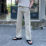 AIDASE  -  New Simple Men's Casual Pants Solid Color Drawstring Straight Leg Casual Elastic Waist Cleanfit Male Loose Bottom 9W3116 aidase-shop