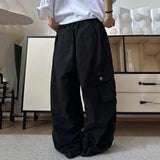 AIDASE  -  Loose Men Cargo Pants Multiple Pockets Straight Wide Leg Casual Trousers Solid Color Design Fashion Summer New aidase-shop