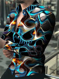 AIDASE  -  New Printed Casual Slim Fit Youth Men's Irregular Pattern Print Long Sleeve Shirt aidase-shop