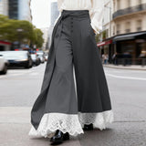 AIDASE  -  Men Pants Lace Patchwork Button Casual Wide Leg Trousers Men With Belt Streetwear Loose Fashion Male Long Pants aidase-shop