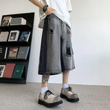 AIDASE  -  American High Street Men's Denim Shorts Contrast Color Patchwork Design Straight Leg Men Casual Pants Summer New aidase-shop