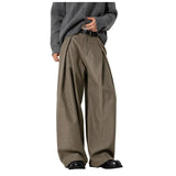 AIDASE  -  Old Fashion A Line Trousers With A Draped Textured Finish; Men's Casual Straight Leg Trousers. Foam aidase-shop