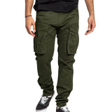 AIDASE  -  Spring Autumn Casual Pants Men Solid Color Cargo Pants Drawstring Multi Pocket Jogging Sports Mens Outdoor Straight Trousers aidase-shop