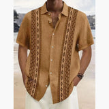 AIDASE  -  Men's Vintage Geometric Ethnic Pattern Button Shirt Lapel Hawaiian Style Summer Party Holiday Clothing aidase-shop