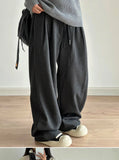 AIDASE  -  Autumn Winter Thi Wide Leg Casual Pants Men Women Loose Drapey Soft Straight Long Trousers Retro Sle High Waist Polyester aidase-shop