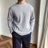 Aidase T Shirt for Man Round Neck White Men's Clothing Plain Top Unicolor It Xl F Winter Long Sleeve Tee Korean Autumn Full Original