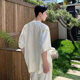 AIDASE  -  Men's T-shirts New Summer Cutting Tie Ribbon Design Round Neck Short Sleeve Solid Color Male Loose Clothing 2025 9W2125 aidase-shop