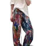AIDASE  -  Casual Wide Leg Jeans Men Women Print Loose Long Trousers Straight Leg Pants Spring Summer Design Graffiti Paintings aidase-shop