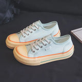 AIDASE  -  Girls White Light Brown Sneakers Designer Canvas Shoes Women Low Top Sneakers Wide Toe Lace Up Trainers Shoes Comfortable aidase-shop