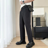 AIDASE  -  Imitate Denim Pant Men Streetwear Fashion Vintage Casual Open Line Vintage Ankle-length Pants Male Trousers aidase-shop