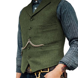 Aidase Business Waistcoat Jacket Casual Slim Fit Gilet Homme Vests for Groosmen Man Wedding Men's Suit Vest Brown Wedding Wool Tweed aidase-shop