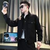 32.27Aidase Jackets Men Moto Biker Solid Pockets Advanced Minimalist Popular Classic Casual Spring Autumn Windproof European Style Retro aidase-shop