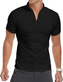 AIDASE  -  Men's Zip Mock Neck T-Shirt Short Sleeve Quick Dry Slim Fit Workout Gym Running Athletic Tee aidase-shop