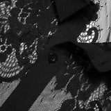 AIDASE  -  Sexy Sheer Mesh Floral Lace Shirt for Men 2026 Fashion Thin Summer Long Sleeve Button Down Rave Night Party Clubwear Shirts Male aidase-shop