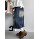AIDASE  -  Loose Fit Cropped Jeans Elastic Drawstring Waist Stretch Denim Casual Wear Comfort Men Baggy Denin pants man Fashion Trendy aidase-shop
