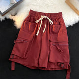 AIDASE  -  American Retro Men's Shorts Multi Pocket Design Mid Length Pants Summer Korean Loose Drawstring Man Trousers aidase-shop