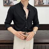 AIDASE  -  Solid Color Men's Stand Collar Long Sleeve Shirt, 2025 Spring Coat, Daily Urban Top.M-4XL aidase-shop