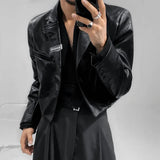 Aidase Mens Autumn And Winter Elegant British Casual Street Leather Clothing Unisex Short Leather Jacket Jacket Men'S Long-Sleeved Suit aidase-shop