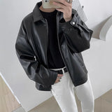 AIDASE  -  Leather Jacket Men's Spring New Trend Korean Autumn PU Leather Casual Baseball Uniform aidase-shop