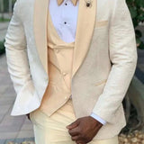 AIDASE  -  3 Pieces Men Suits Tailor-Made Fashion Flower Pattern Slim FIt Light Orange Blazer Vest Pants Wedding Business Groom aidase-shop