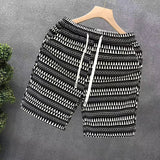 AIDASE  -  Fashion Elastic Pockets Printed Geometric Casual Shorts Men's Clothing 2025 Summer New Loose High Waist Straight Beach Shorts aidase-shop
