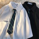 AIDASE  -  Academy Style JK Uniform White Shirt Short Sleeved Top Summer Casual Hong Kong Style Japanese Couple Graduation Class Shirt aidase-shop