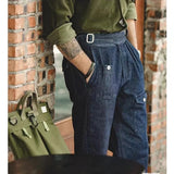 Aidase High Street Men Gurkha Jeans Cargo Pants Adjustable Waist Buckle Naples Trousers American Vintage Casual Loose Denim Pants aidase-shop