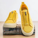 AIDASE  -  New Men's Canvas Shoes Zipper Work Footwear Black Summer Casual Versatile Trendy Low Top Breathable round Toe Thick Heel aidase-shop