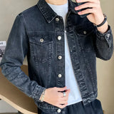 Aidase Men's Denim Jacket Wide Shoulders Male Jean Coats Autumn Blue Fast in Lowest Price Trendy Outwear Original One Piece New