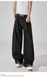 AIDASE  -  Loose Straight Leg Black Knife Edge Men's Jeans American Retro Casual Wide Leg Floor-Length Trousers Spring Summer Fashion aidase-shop