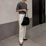 AIDASE  -  Summer New Men Ins Fashion Korean High Street Tees Casual Hemp Pattern Turn-down Collar Knitted Short Sleeve T-shirt HK5143 aidase-shop