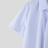 AIDASE  -  Men Striped Shirt Lapel Short Sleeve Tie Up Casual Men Clothing Summer Shirts Streetwear 2025 Fashion Male Tops S-5XL aidase-shop