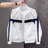 AIDASE  -  Summer New Men's Fashionable Comfortable Sun Protection Jacket Color Block Stand Collar Coat Windproof aidase-shop