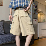 AIDASE  -  Summer Casual Men Cargo Shorts American Style Straight-leg Large Pocket Design Solid Color Male Pants Trend Loose aidase-shop