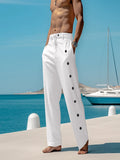 Aidase Cotton Linen Casual Pants For Men Fashion Side Multiple Buttons Loose Straight Trousers Spring Summer Pantalones aidase-shop