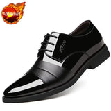 Aidase Social Shoe for Men Casual Business Patent Leather Dress Shoes Man Bright Upper Pointed Toe Trend Office Suit Footwear New aidase-shop