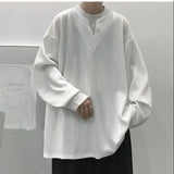 Aidase Spring Autumn Winter Solid Print Letters Casual Men Loose Sporty Cool Boys Soft Pullover T Shirt Long Sleeve Top Two-piece Suit aidase-shop