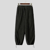 AIDASE  -  Men Pants Solid Color Elastic Waist Joggers Plush Fleece Trousers Men Streetwear Loose Fashion Casual Male Long Pants aidase-shop