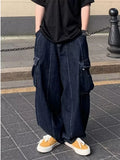 Aidase Baggy Cargo Jeans big pocket Trousers Male Denim Pants Wide Leg Pant women's Jeans Loose Casual Streetwear Hip Hop Harajuku