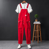 AIDASE  -  Men Y2K Fancy Color Bib Overalls Loose Pockets Cargo Cotton Pants Casual Plus Size Jumpsuits Coveralls aidase-shop