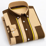 Aidase Spring and Autumn Men's Pointed Neck Loose Button Pocket Printed Stripes Casual Fashion Elegant Commuter Long Sleeve Shirt aidase-shop