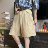 AIDASE  -  Summer Casual Men Cargo Shorts American Style Straight-leg Large Pocket Design Solid Color Male Pants Trend Loose aidase-shop