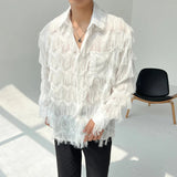 AIDASE  -  Men Wave Tassels Semi-transparent Loose Casual Long Sleeve Vintage Fashion Party Dress Shirts Blouses Stage Clothing Costume aidase-shop