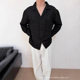 AIDASE  -  Spring Autumn New Fashion Men's Solid Color Turn-down Collar Long Sleeve Daily Simple Basic Knitted Shirts Coats Male Coats Tops aidase-shop