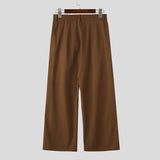 AIDASE  -  Men Pants Solid Color Button Joggers High Waist Casual Trousers Men Streetwear Loose Fashion Male Wide Leg Pants S-5XL aidase-shop