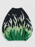 Aidase Fire Flame Graphic Y2K Aesthetic Sweater