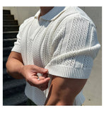 AIDASE  -  Vintage Men's Cool Short Sleeve Polo Shirt, Lapel Breathable Hollow Out Top, Summer Mesh Slim Sleeve Fashion Casual Knit T-shirt aidase-shop